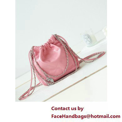 Chanel Shiny Calfskin  &  Silver-Tone Metal CHANEL 22 Mini Handbag AS3980 Pink